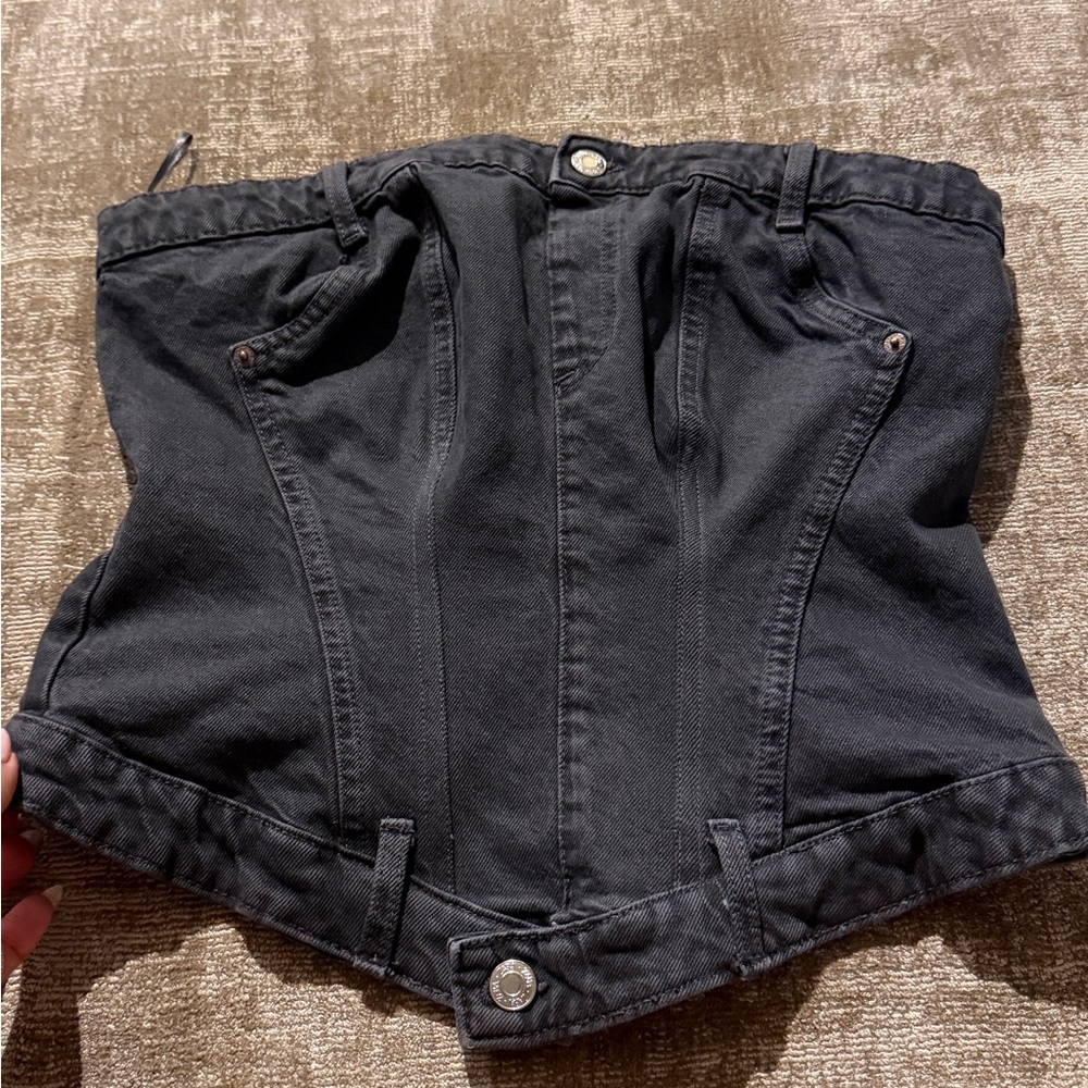 Zara Black Denim Corset Top